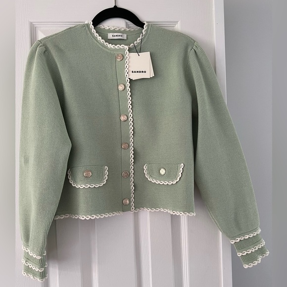 Sandro Sweaters - Sandro scallop-trim knitted cardigan